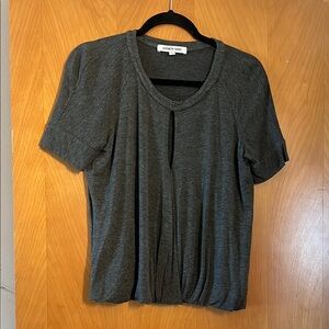 Elizabeth and James Gray Pleated Fitted Blouse